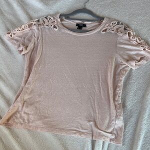 PAIGE Women's Soft light pink Lace Accent Tee